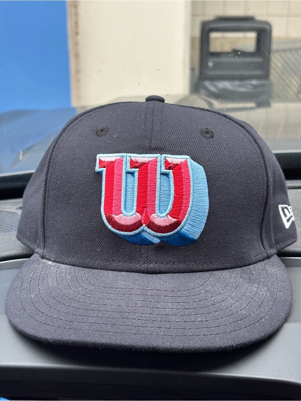 New Era Black Cap with Red & Light Blue 3D 'W' Logo